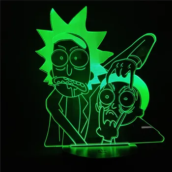 

3D-4497 Rick and Morty Cartoon 3d Night Light Children Night Lamp LED with 7/16 Colors Change LED Table Lamp Bedroom Xmas Gift