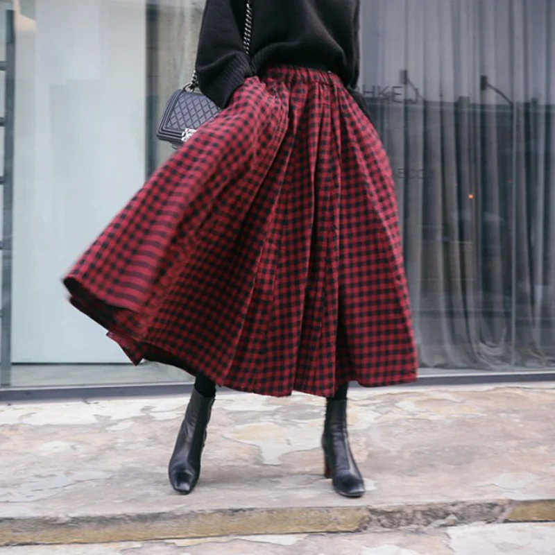 

SuperAen 2020 Spring and Autumn New Women Skirts High Waist Plaid Fashion Skirt Female Korean Style Cotton Ladies Skirts