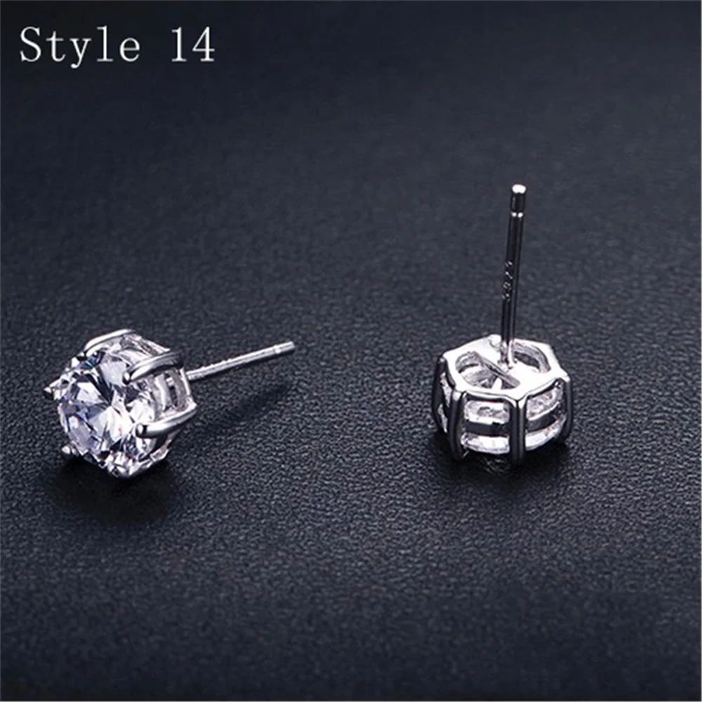 925 Sterling Silver Earrings Stud for Women Solid Silver Jewelry Earrings Bling CZ Zircon Stone Stud Brincos Bridal Wedding