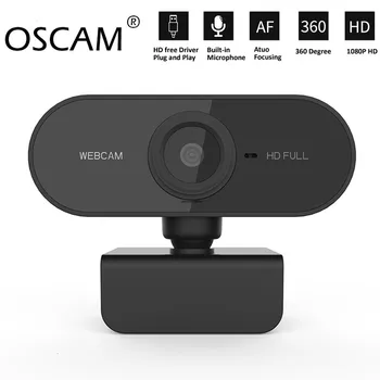 

OSCAM 1080P Webcam Mini Computer PC WebCamera with Microphone Rotatable Cameras for Live Broadcast Video Calling Conference Work