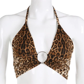 

Fashionable Women's Erotic Leopard Ring V-neck Laced Backless Sexy Underwear Sexy Lingerie Halter Strappy Intimate Lingerie A20