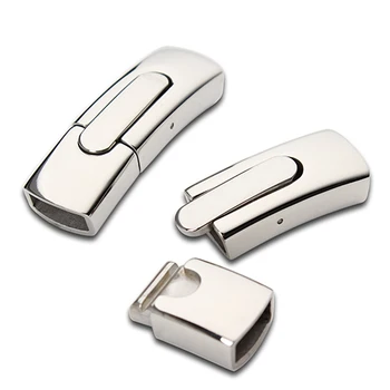 

1PC Silver Tone 316L Stainless Steel Rectangle Magnetic Clasp Fits for 5mm Flat Leather Cord Necklaces & Bracelets End Clasps