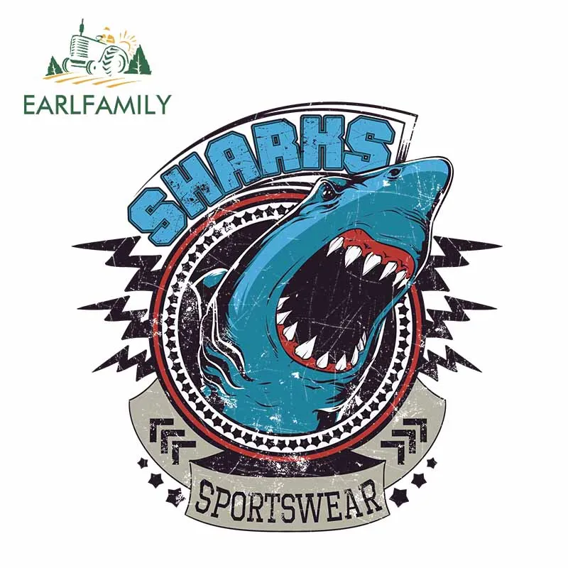 

EARLFAMILY 13cm x 13cm Shark Avatar Pattern Car Stickers Decal 3D Vinyl Decals for Car Body Cover Decoration Glue Sticker
