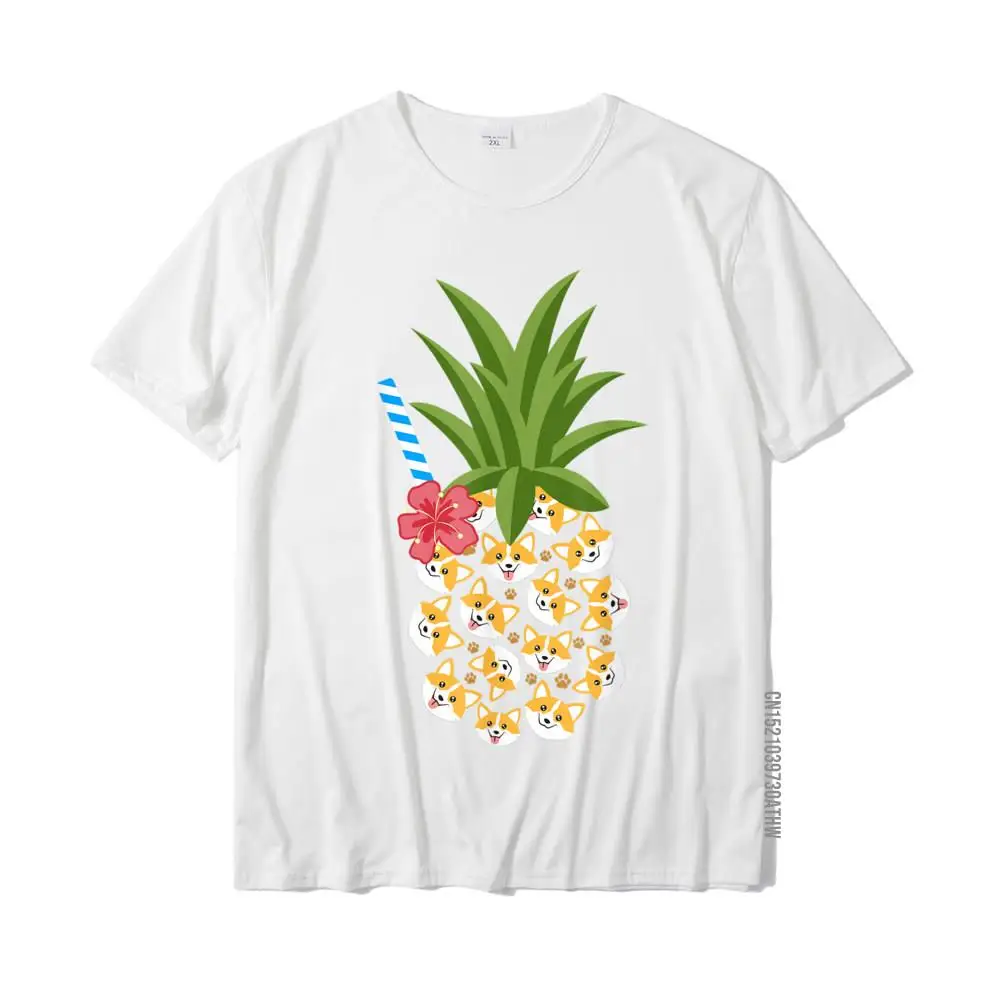 Casual Normal Summer/Fall 100% Cotton O-Neck Boy Tops Shirts Street T Shirt Prevalent Short Sleeve T Shirts Free Shipping Pineapple Corgi Hawaiian T Shirt Tropical Aloha Dog Lover T-Shirt__MZ19425 white