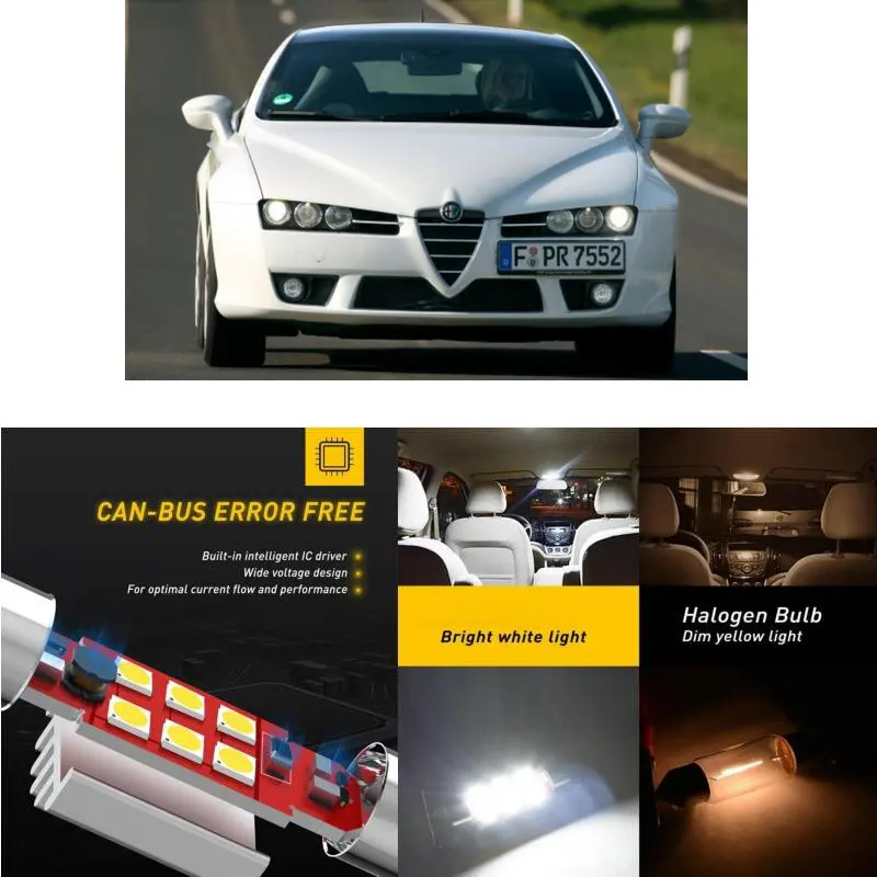 

LED Interior Car Lights For Alfa Romeo Brera 939D 200810 Interior rear trunk glove box make-up mirror lighting error free