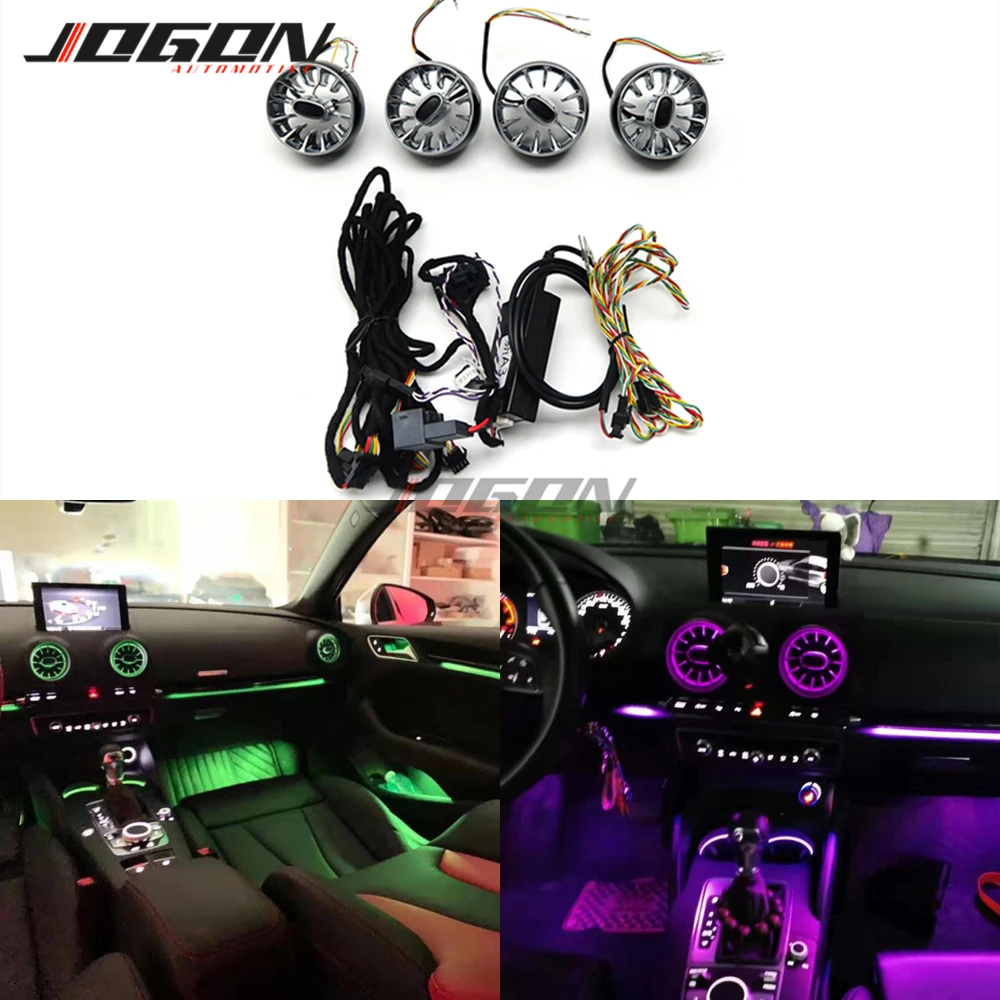 64 Colors Atmosphere Ambient Light For AUDI A3 8V S3 2013- 2019 AC Condition Air Vent Outlet Turbo Trim Lamp Car Accessories