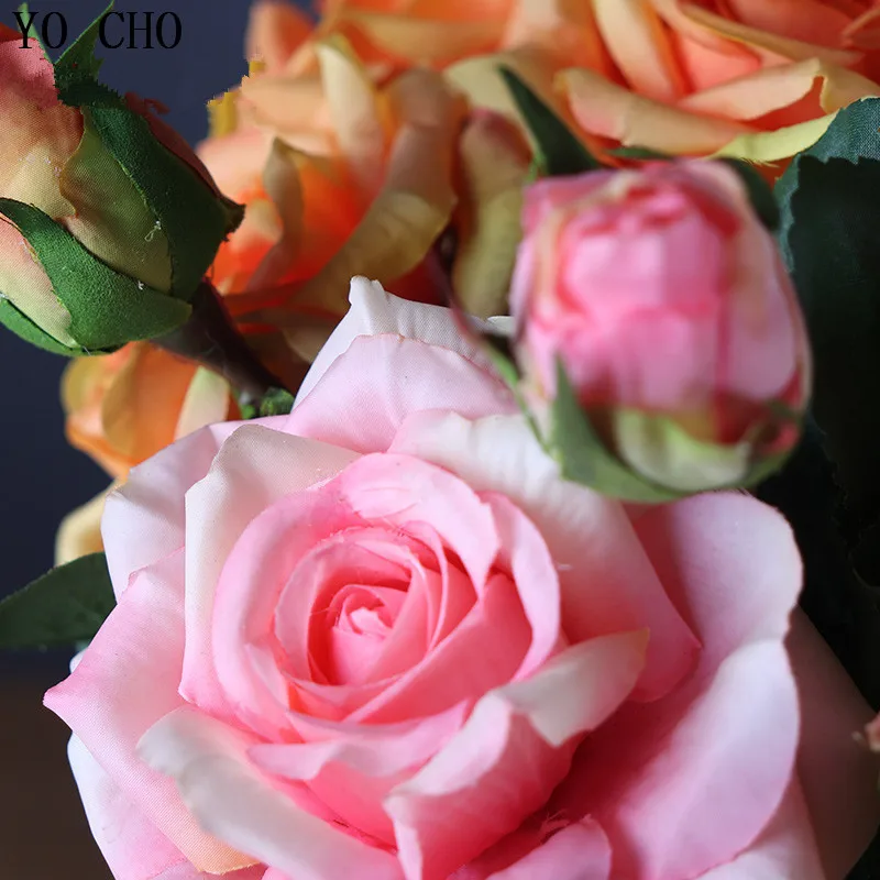 Elegant Real Touch Artificial Rose Bouquet - Latex-Coated Silk for Wedding and Home Décor