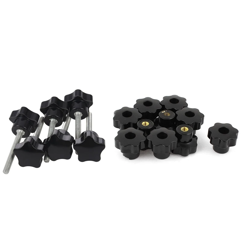 

10 Pcs 32mm Dia M6 Thread Screw on Type Star Head Clamping Knob Grip & 6 Pcs M6 x 50 mm Locking Star-Shaped Plastic Head Male Th