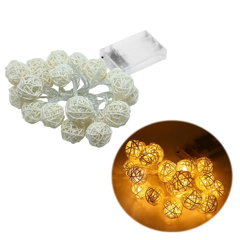 20LED ротанговый шар батарея гирлянда сказочные огни Рождественские вечерние свадебные лампы E65B - Испускаемый цвет: Warm White