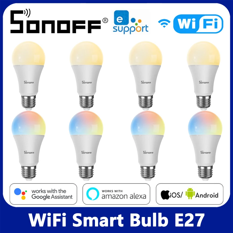 Умная лампа SONOFF E27 с Wi-Fi светодиодный ночсветильник таймером и регулировкой