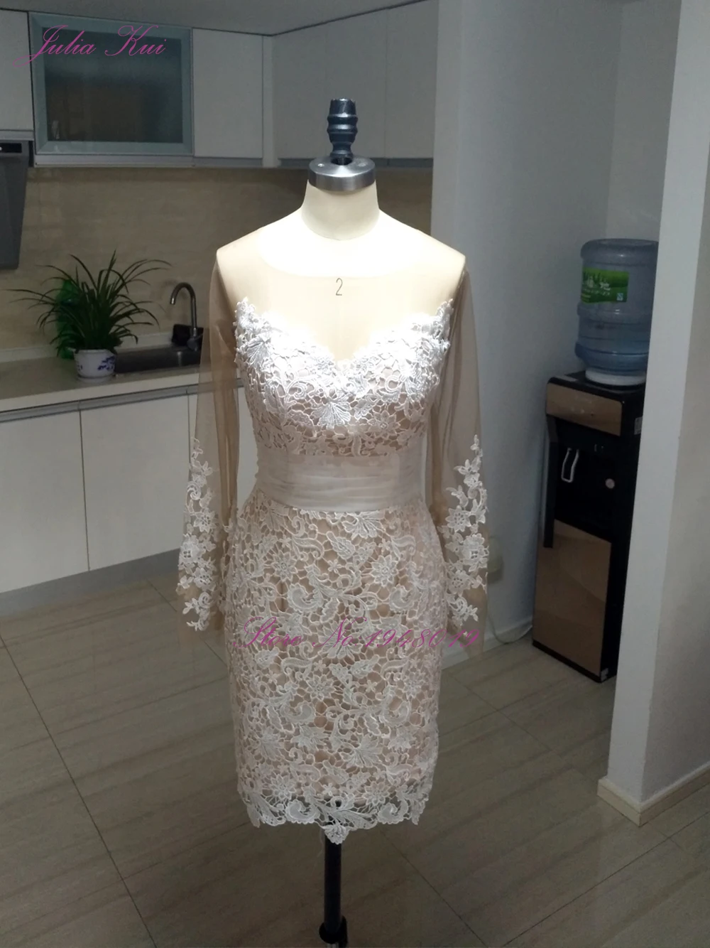 Julia Kui/элегантное кружевное свадебное платье русалки 2 в 1, Пляжное Платье со съемной юбкой, платье невесты с длинными рукавами