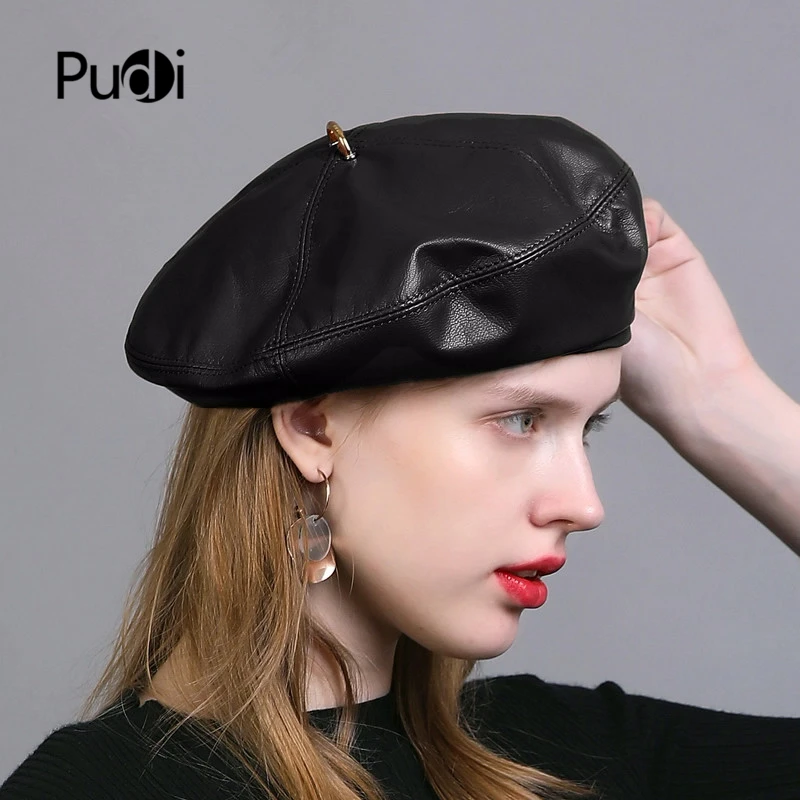 Pudi-boina de cuero auténtico para mujer, gorro, gorros, HL927, - AliExpress la ropa