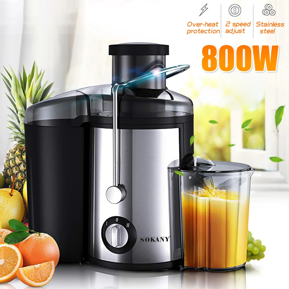 800 Вт электрическая соковыжималка Нержавеющая сталь блендер Кухня весь для