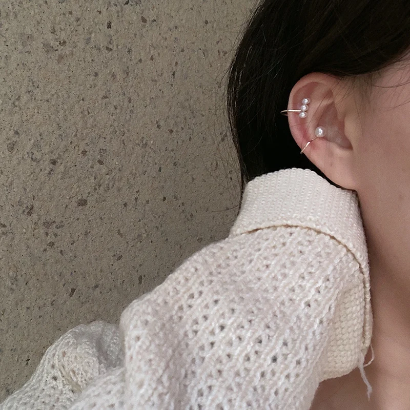 HUANZHI серебряные 925 Милые простые и необычные жемчужные металлические серьги из трех частей для женщин и девушек вечерние аксессуары