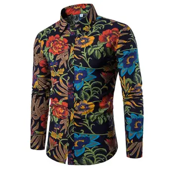 

Shirt men Clothing Fashion Male Shirt Flax Dress Shirts Slim Fit Turn-Down Men Long Sleeve Shirt Mens Hawaiian Shirt Big Sizes
