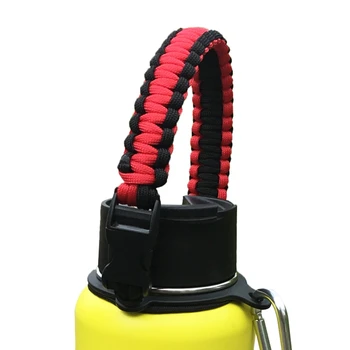 

New 1 pcs Water Bottle Strap Handle Ring Holder Buckled Braided Paracord Kettle Carrier Lanyard Cord Rope