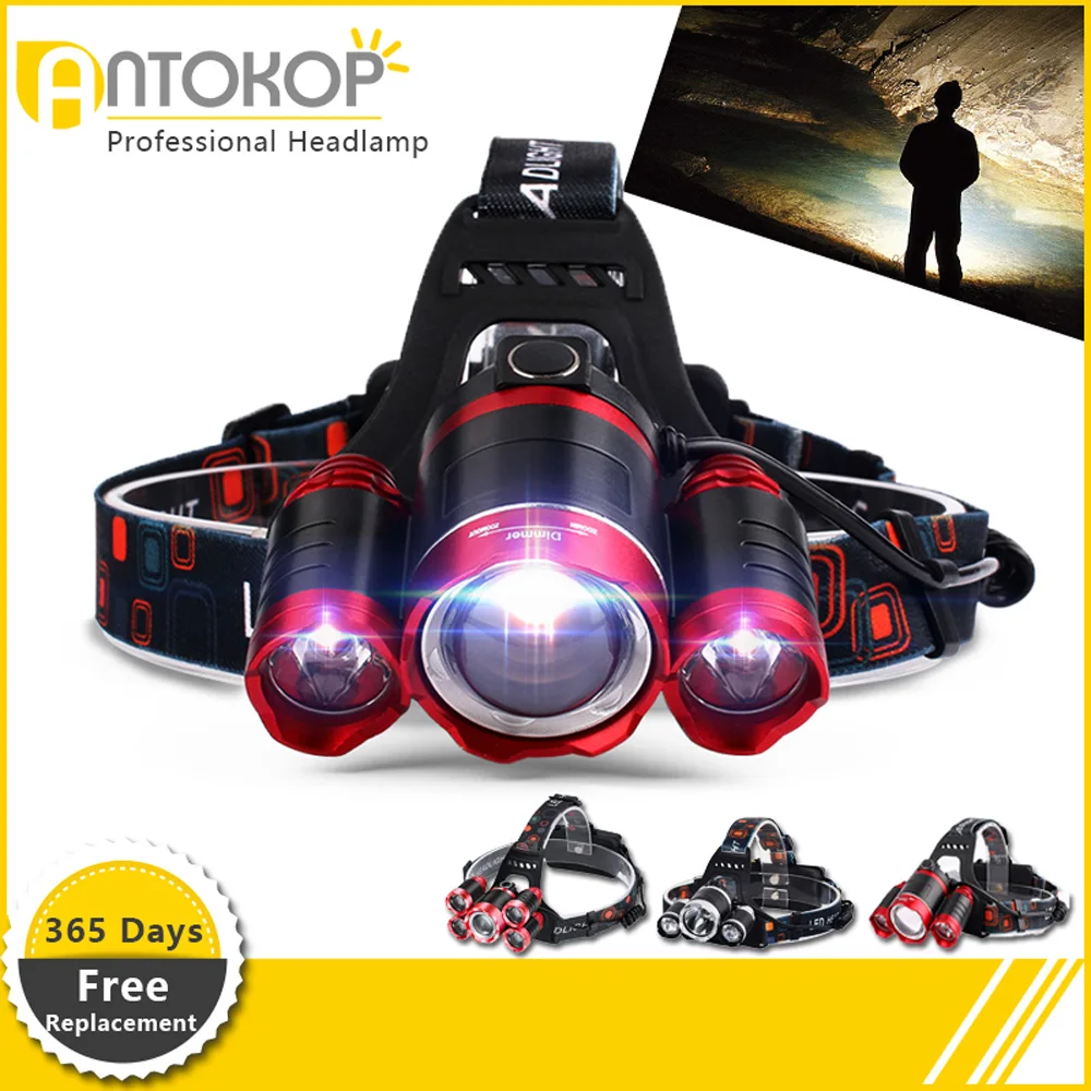 Drop Shipping Rechargeable zoom led headlamp Fishing headlight Torch Hunting head lamp Camping Headlamp Flashlight light | Лампы и
