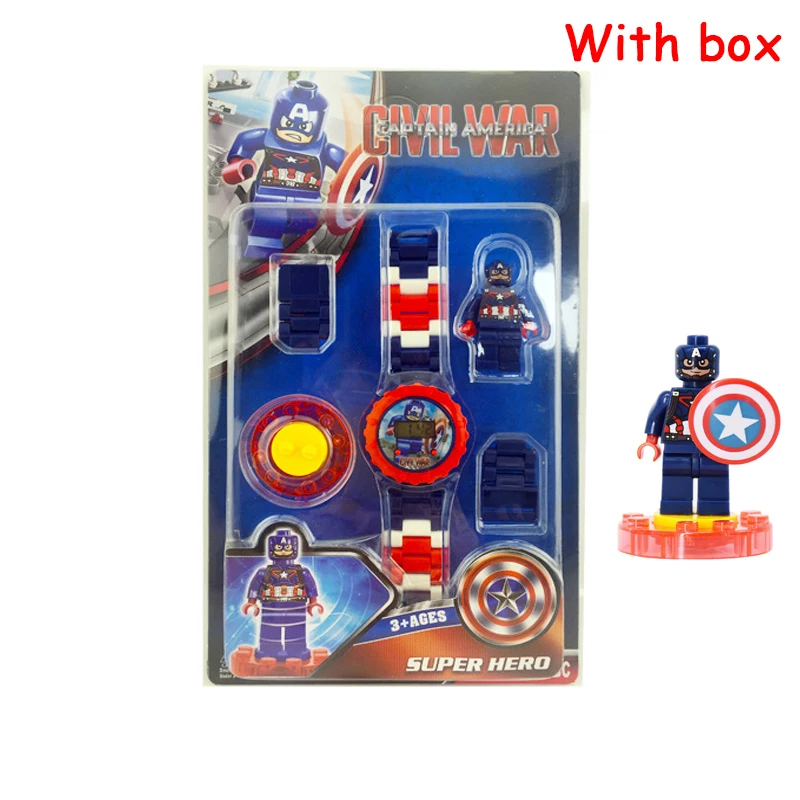 Captain boxed Buzz Lightyear блочные часы, игрушки для детей, забавные вращающиеся строительные блоки, электрическая фигурка, игрушка для мальчика, рождественские подарки - Цвет: Captain boxed