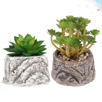 

1 Set of 2pcs Luau Home Decor Delicate Simulation Plant Ornament Succulent Potted Plant for Home Livingroom Office Mall(Stone Lo