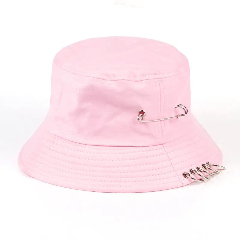 Sombrero De Pesca стимпанк крутые Твердые железные булавки кольца Панама шляпа кепки для унисекс для женщин и мужчин Хлопковые шляпы для рыбаков Czapka Rybaka - Цвет: pink