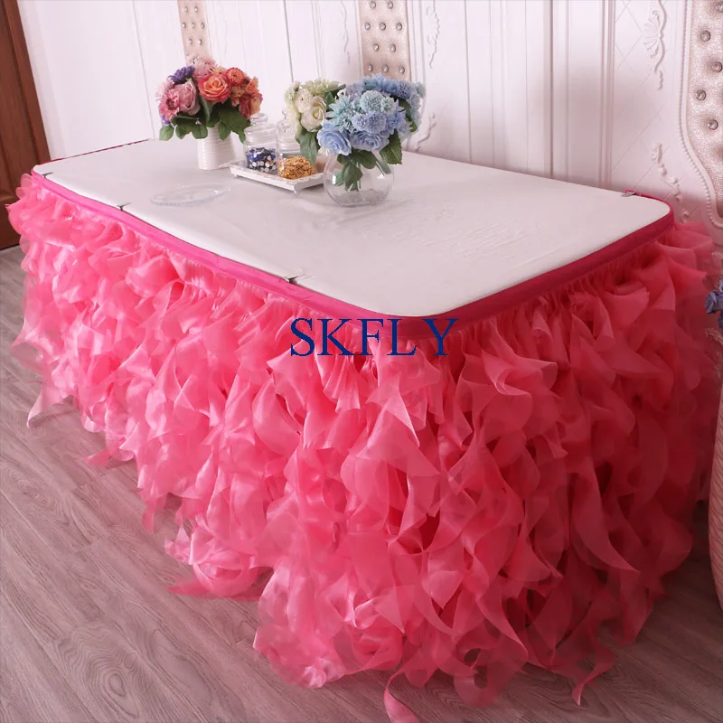 dark pink CL010JA популярные много цветов по индивидуальному заказу Свадебные/Серебряный/серый/красный, голубое платье из органзы курчавая ива юбка для стола - Цвет: dark pink
