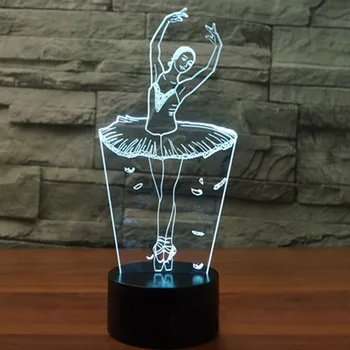 

Dance Visual Table Lamp Ballet Girl Bedroom Led USB Powered Decorations Night Light Kids Gift 3D Color Changing Desktop Bedside