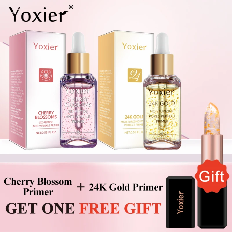 Yoxier Makeup Base 24k Gold Elixir Oil Control Moisturizing Whitening Essence Professional Matte Serum Series Foundation 1