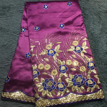 

African Lace Fabric George Wrapper 2020 High Quality Lace Material Purple Nigerian George Lace Fabric For Women Dress M25822