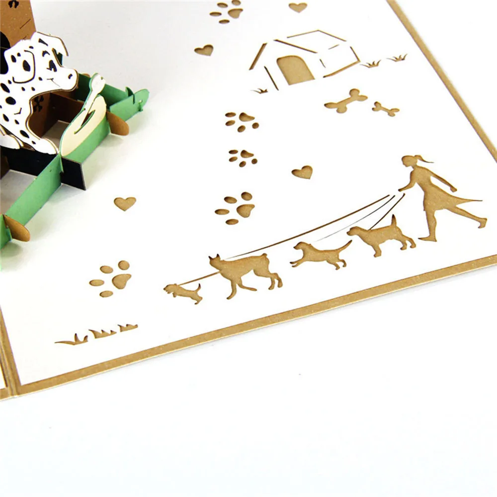  3pcs 3D Pet House Greeting Card Birthday Postcards Party Greeting Invitation Cards Pets Dogs Animal - 4.00029E+12