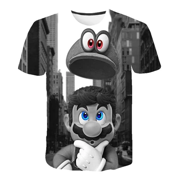 

Cartoon Mario and Luigi children's funny T-shirts boys and girls summer casual tops T-shirts children's clothing