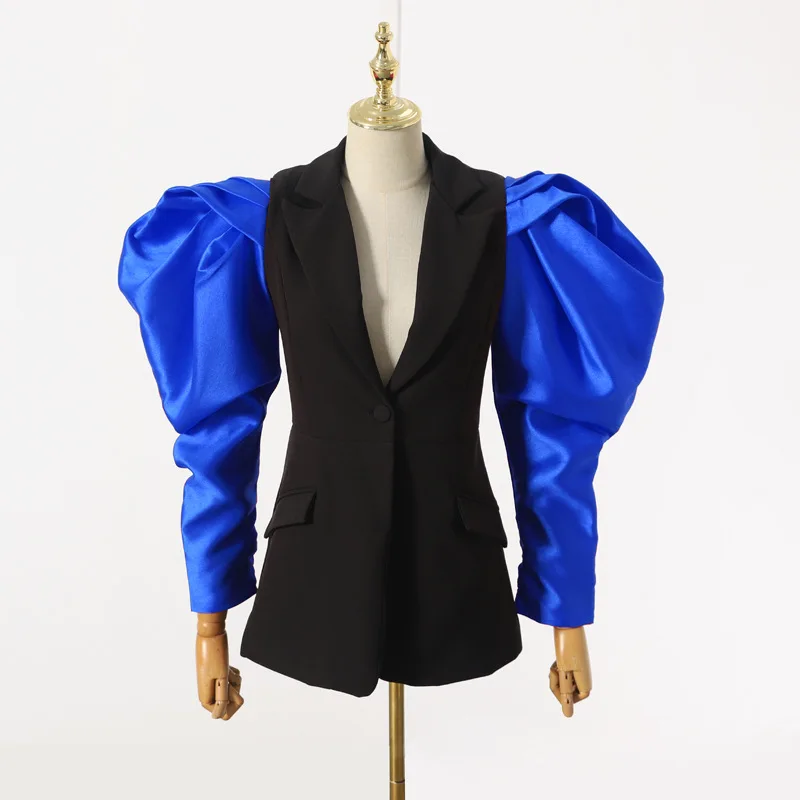 [MENKAY] модный Женский блейзер с рукавами-розами, кардиган на пуговицах, тонкое короткое пальто, куртка для женщин на осень и зиму, стиль