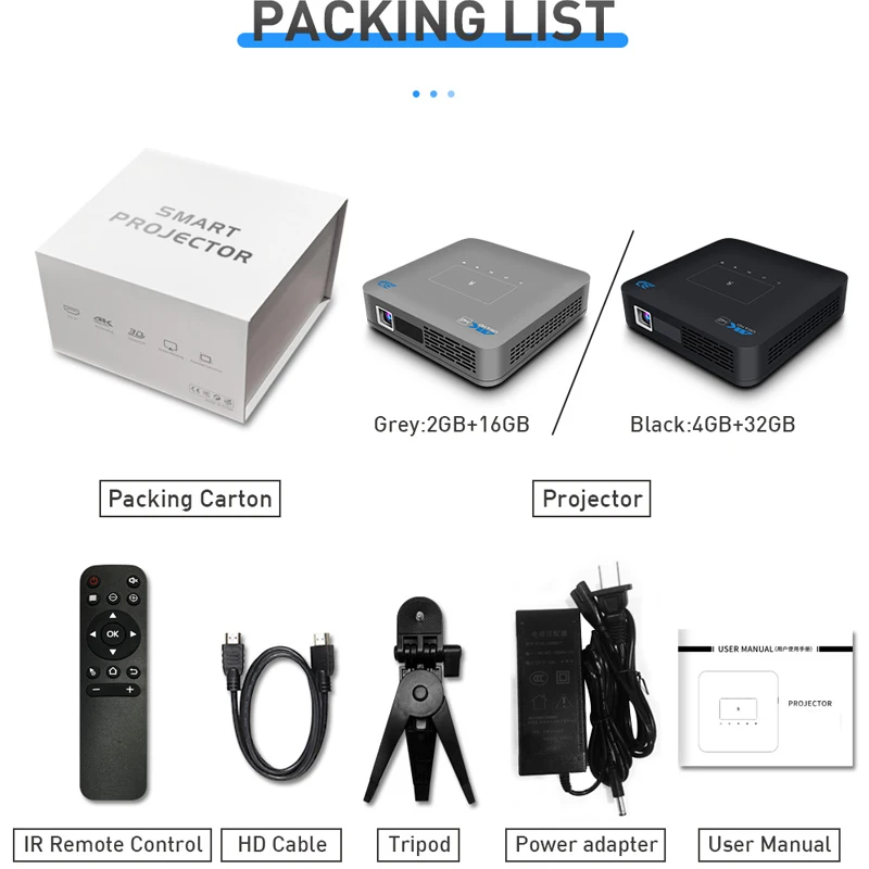 Smartldea Auto Focus DLP 4K 3D Projector Android9.0 4G 32G high brightness Beamer Zoom 5G Wifi BT airplay video game Proyector
