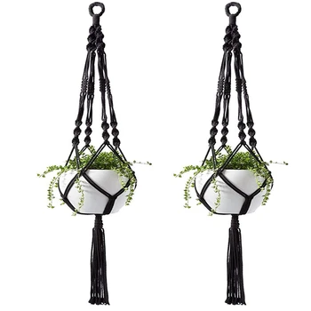 

New-Plant-Linked Indoor And Outdoor Hanging Flowerpot Basket Cotton Rope, Garland Plant Stand, 2 Pieces
