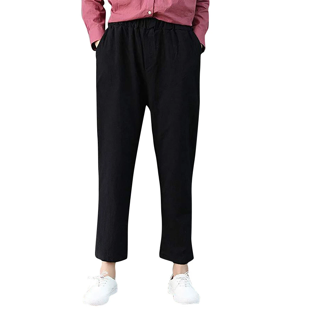 Women Autumn Summer Pants Elastic Waist Harem Shiny Sport Linen Band Pants Winter Joggers Pencil Sport Pants 808