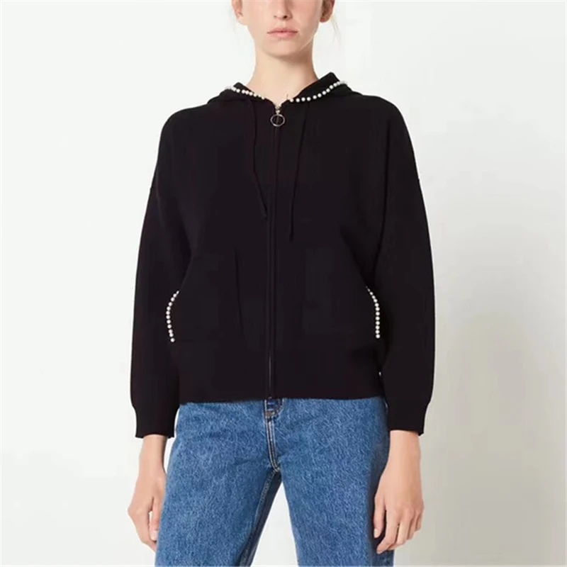 Best Price Women Cardigan Loose Hooded Pearl Beading Pockets Knitted Sweater Coat Long Sleeve Top Plus Size Outwear Autumn Winter Best Price Women Cardigan Loose Hooded Pearl Beading Pockets Knitted Sweater Coat Long Sleeve Top Plus Size Outwear Autumn Winter