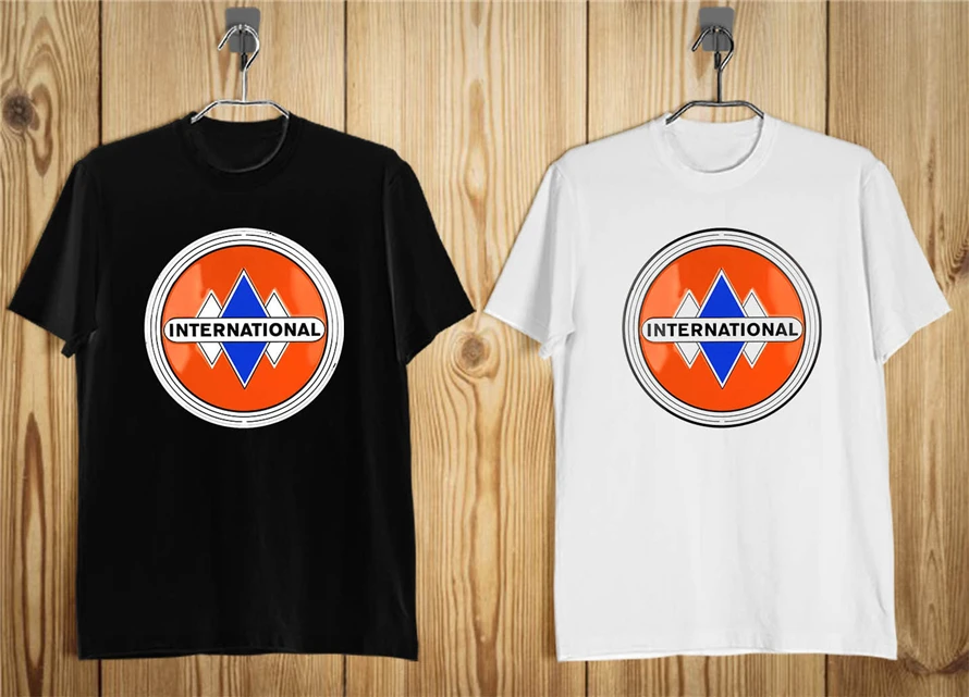 Ih International Harvester Trucks Company Logo T-Shirt Black White Graphic Tee Shirt | Мужская одежда