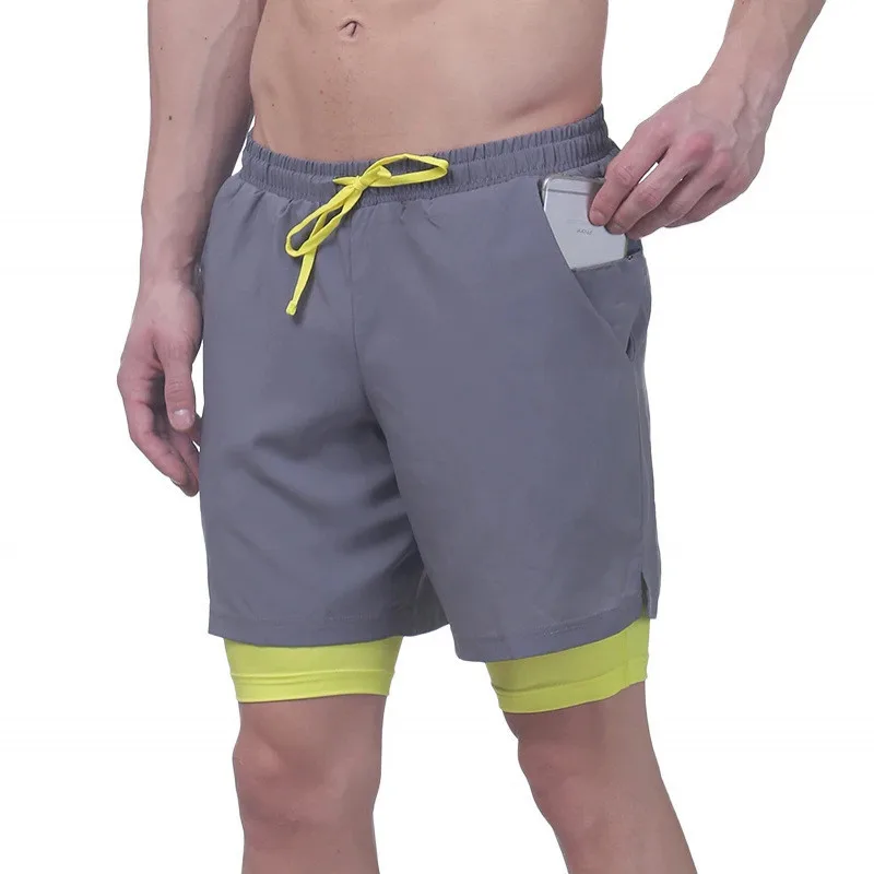 

2020 New Hot Selling Light Board Men Double Layer Mesh Shorts Quick-Dry Casual Shorts Sports Fitness Pants