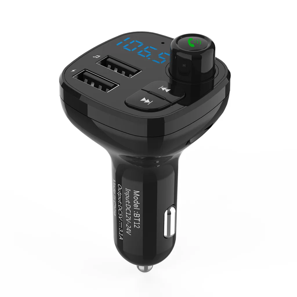 Беспроводной автомобильный Bluetooth fm-передатчик двойной зарядное устройство USB AUX вход TF карта двойной зарядное устройство USB с светодиодный дисплеем