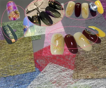 

3D Mesh Nail Sticker Gold Silver Net Line Tape on Nails Holo Adhesive Silk Foil Nail Art Decorations Decal Polish Tip / 200pcs