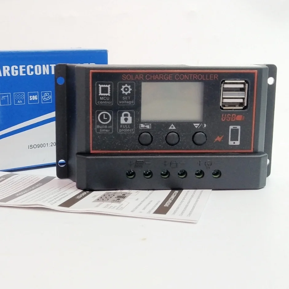 LCD 디스플레이 PWM 태양광 컨트롤러, 태양광 배터리 충전용 5V USB 출력, 10A, 20a, 30a, 신제품