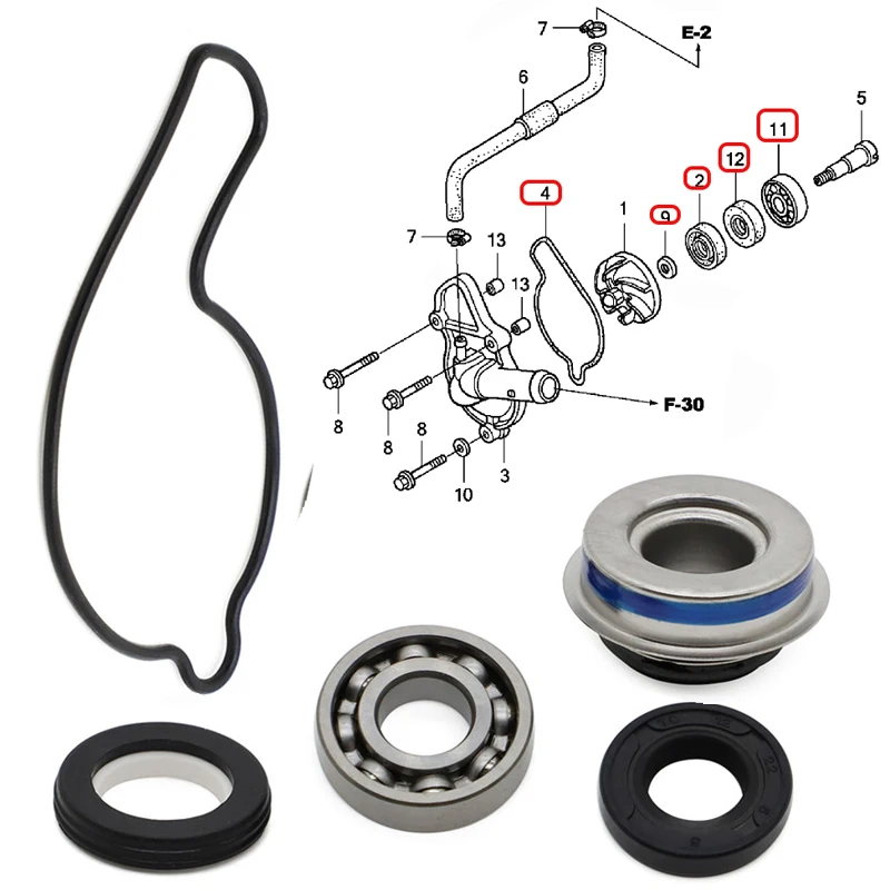 Water Pump Bearing Seal Repair Kit For Honda Trx450r Trx450er Trx 450er