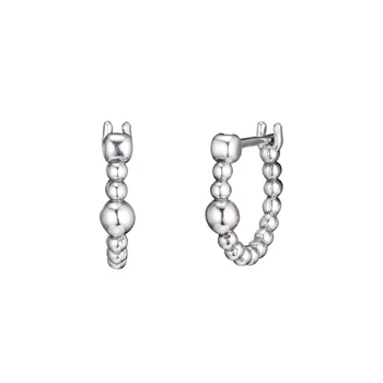 

String of Beads Hoop Earrings 925 Sterling Silver Jewelry For Woman Make up Fashion Female Earrings Party Jewelry