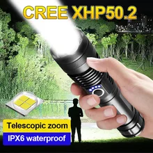 Rechargeable LED Flashlight USB Torch Light CREE XHP50 Most Powerful Tactical Flashlight 18650 Bright Waterproof Zoom Hand Lamp