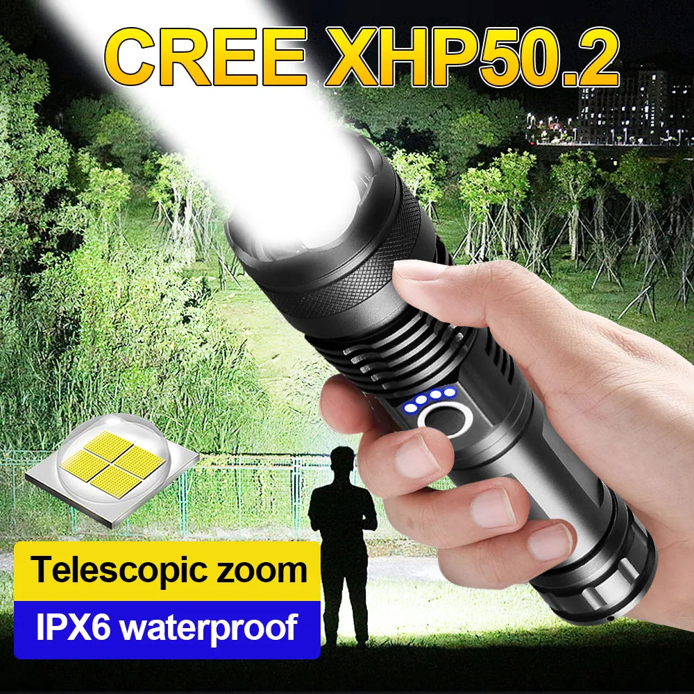 Перезаряжаемые светодиодный вспышка светильник USB фонарь CREE XHP50 самый мощный