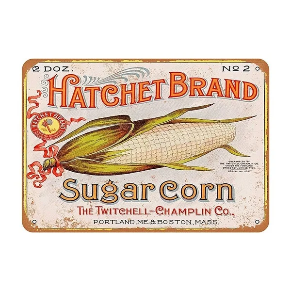 

Wall Decor Sign Hatchet Brand Sugar Corn Vintage Look Metal Sign Bar Cafe Decoration