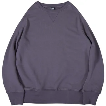 

O-Neck Casual Solid Hoodie Men Purple Cotton Round Neck Men's Round Neck Pullover Streetwear Hoodies