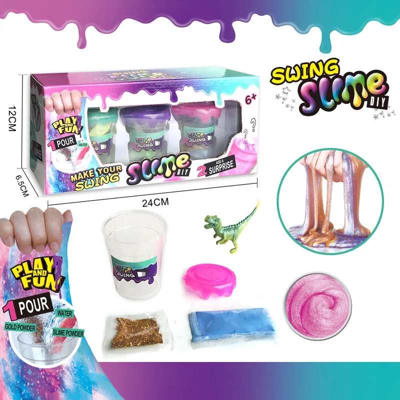 New Glitter Shake Slime Make Kit Filler Powder Soft Clay for Supplies Add Water Glue For slime kit Dinasour Antistress Kids Toy