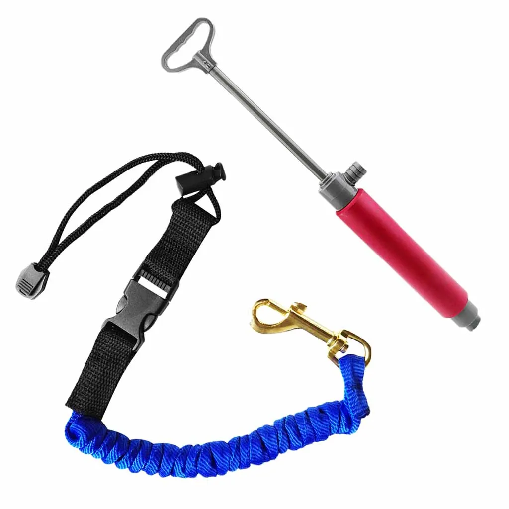 Kayak Bailing Hand Bilge Pump + Paddle Leash Coiled Lanyard With Snap Hook