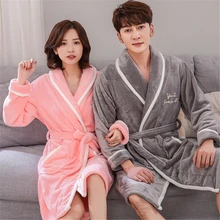 Халат для пары, осенне-зимний элегантный халат для мужчин, толстый фланелевый Халат, Пижама, Мужская теплая Домашняя одежда, новинка