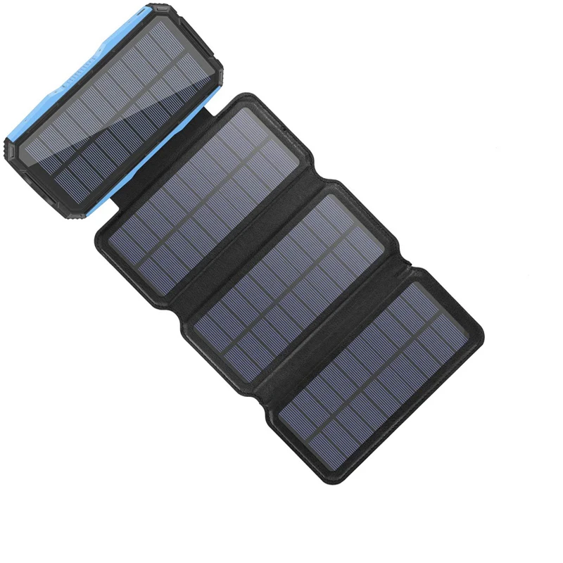 Solar Charger 26800mAh, Portable 5 Panel 7.5W High Efficiency Power Bank With Ultra Bright 60-LED Panel Light and Flashlight